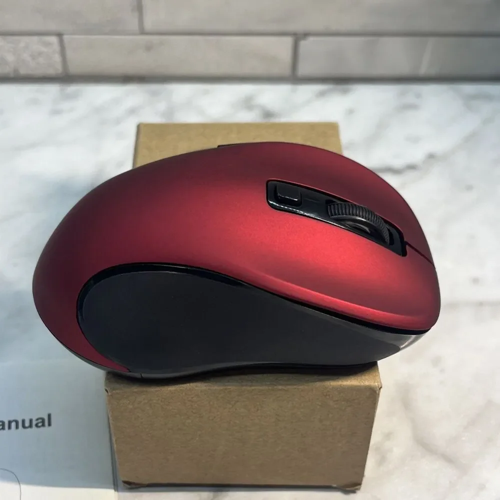 Wireless Mouse Red 2.4G w/ 6D Buttons, ergonomic, smooth Mouse for Laptop PC Mac